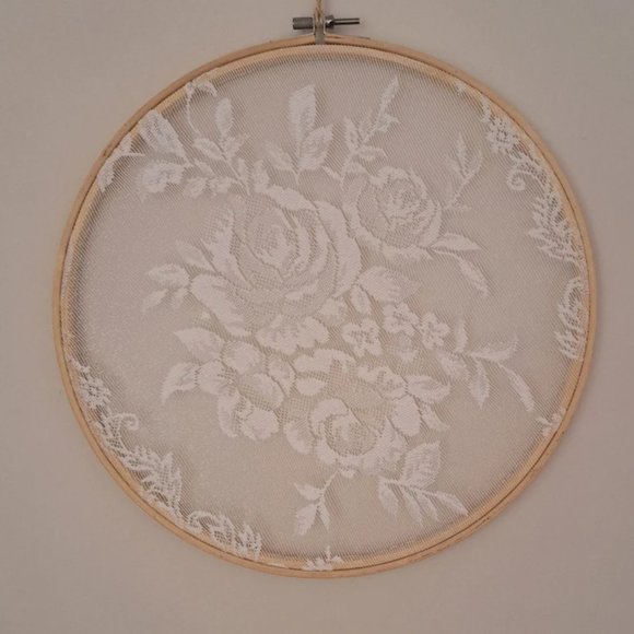 Boho Earring Holder Embroidery Hoop Earring Organizer Vintage Lace Jewelry Rack - Picture 6 of 10